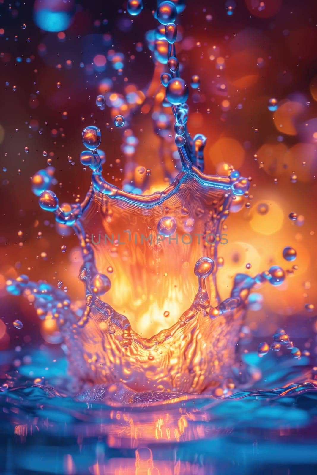 A water splash featuring a crown on top of it, capturing a unique and eye-catching moment of collision.