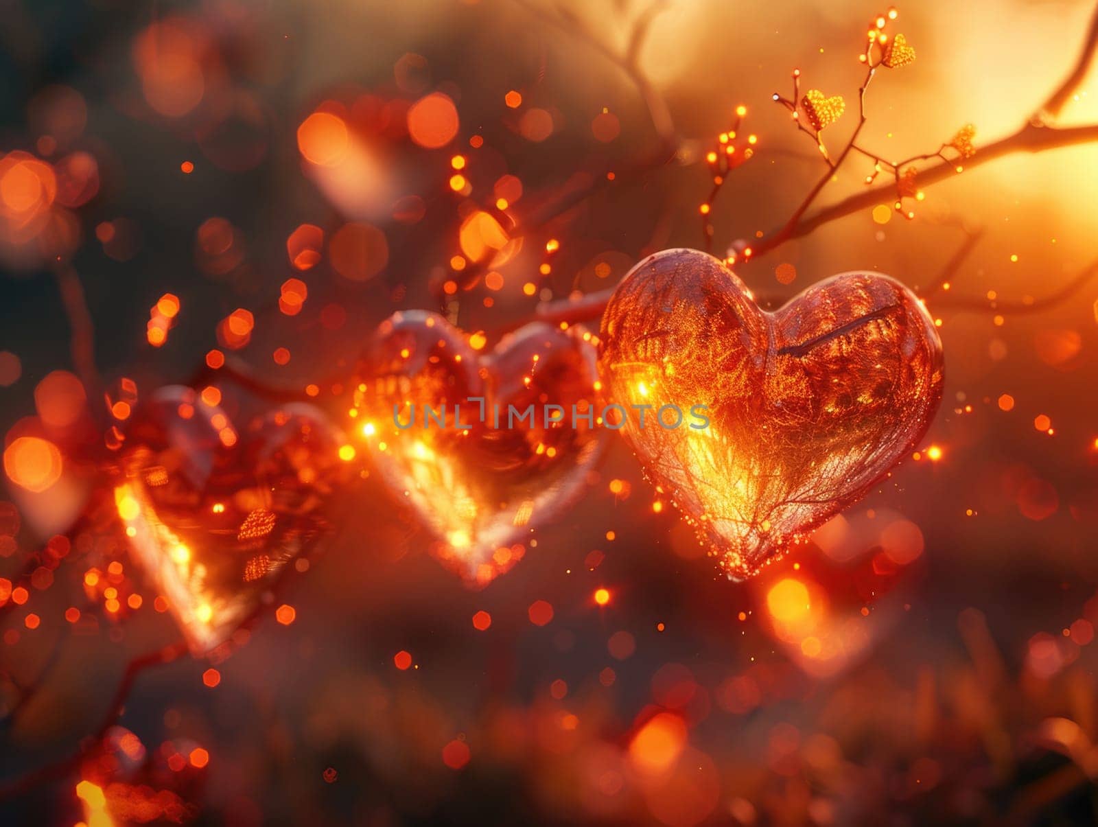 Hearts Perched on Tree Branch by but_photo