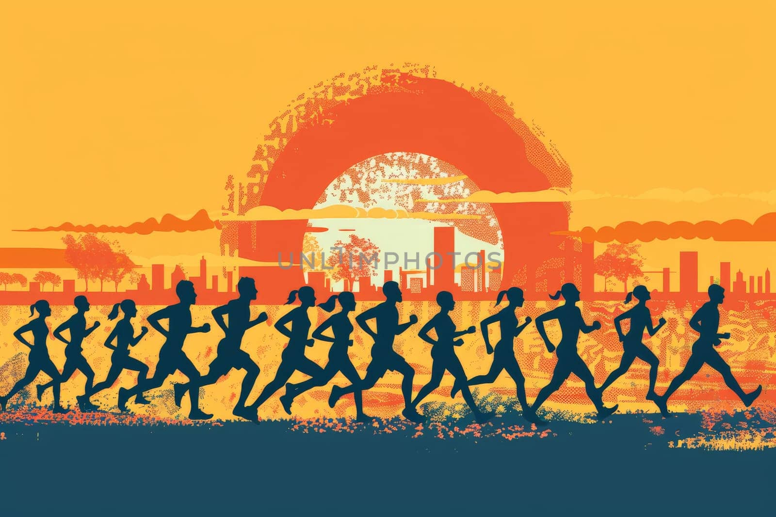 Marathon event poster, Colorful Running poster or banner, illustration.