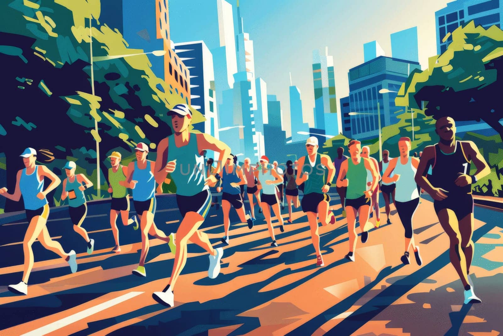 Marathon event poster, Colorful Running poster or banner, illustration.