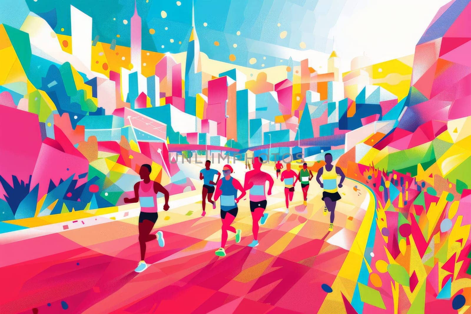 Marathon event poster, Colorful Running poster or banner, illustration.
