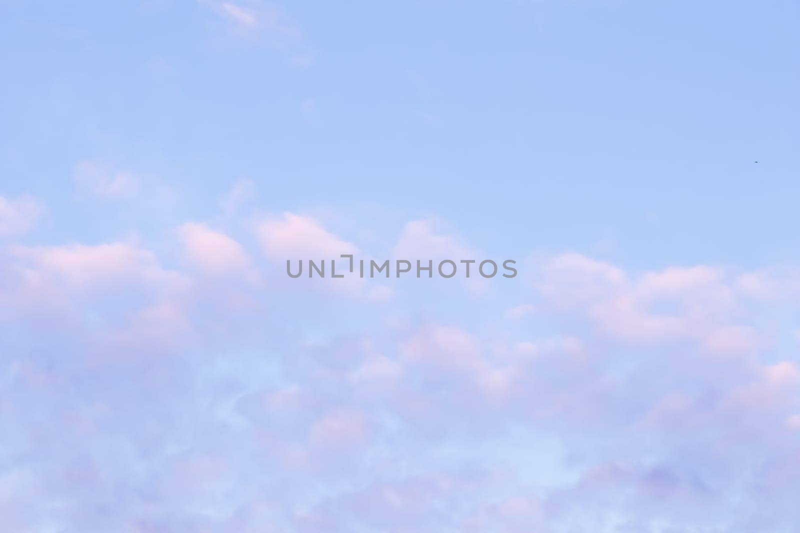 Background of blue sky with pink clouds in sunset by Olayola