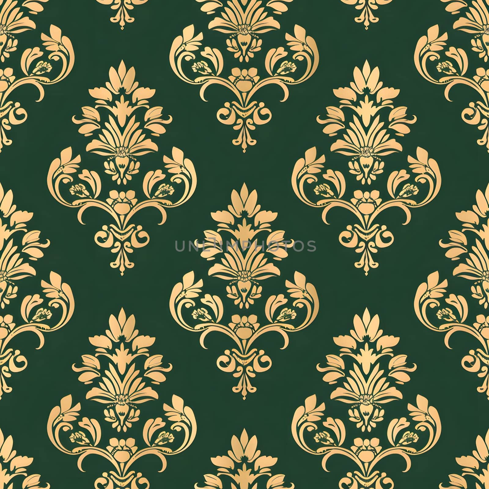 seamless texture of green and gold damask pattern by z1b