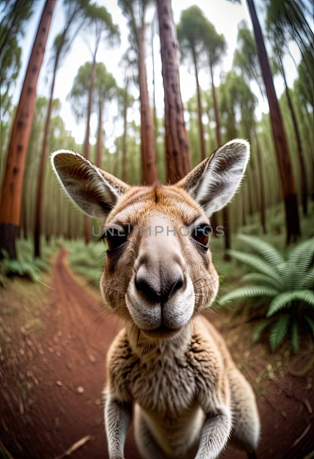 Close-up Animal in forest take selfie. interaction between wildlife and modern photography trends