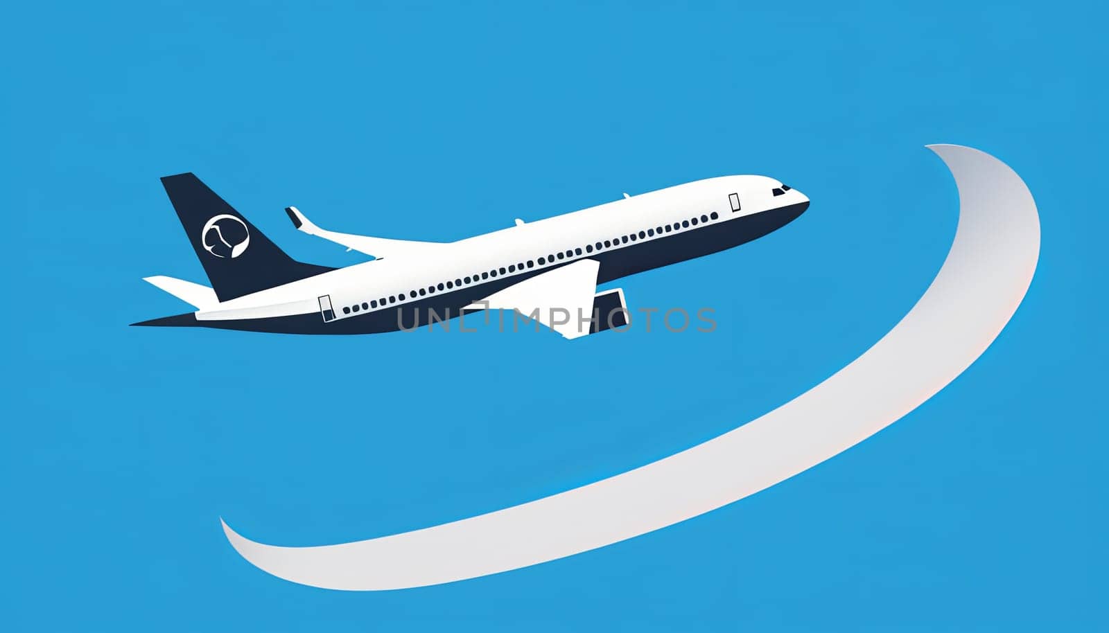 Illustration of a white commercial airplane on a blue background by Andre1ns