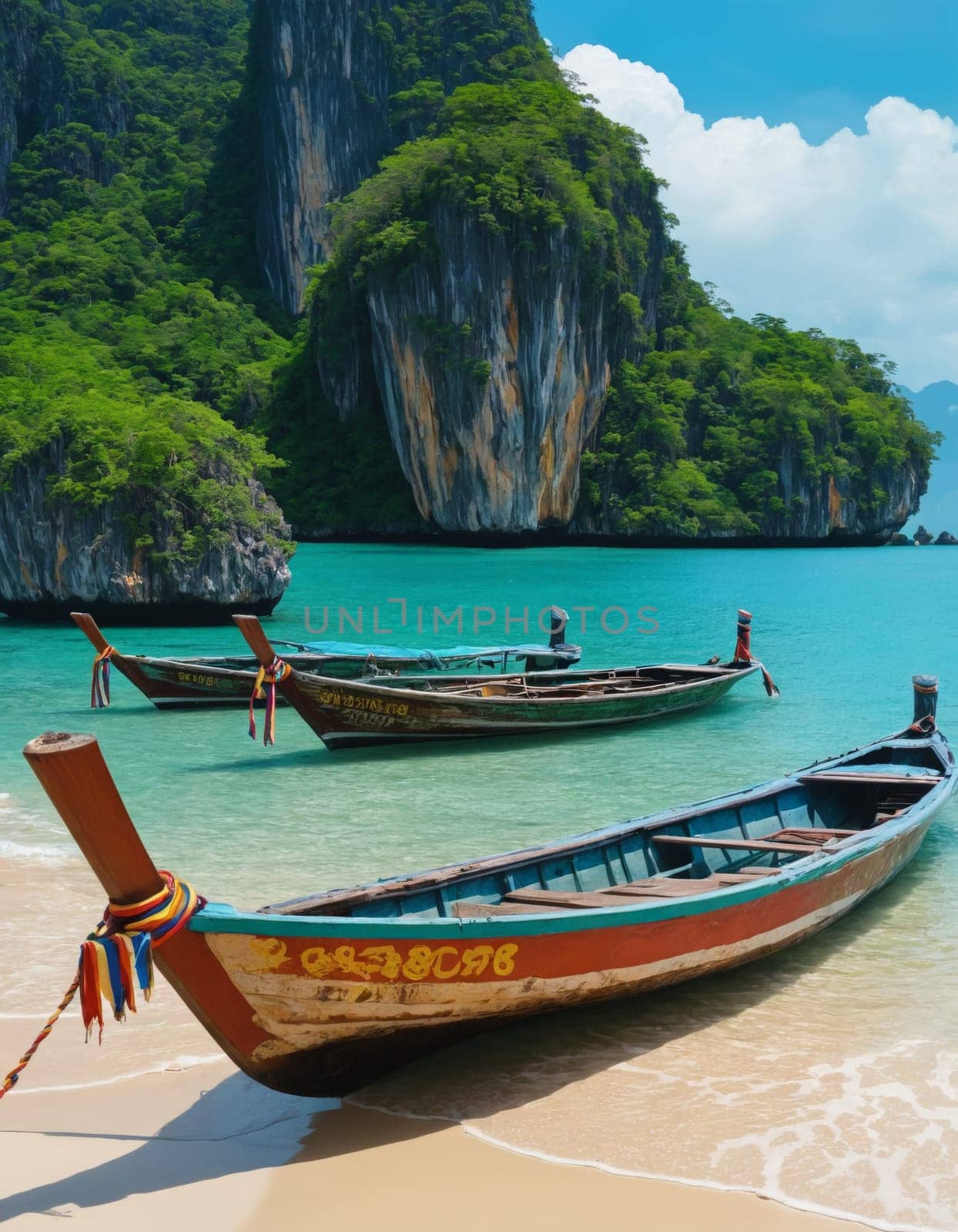 Tropical Paradise Beach with Traditional Boat by Andre1ns