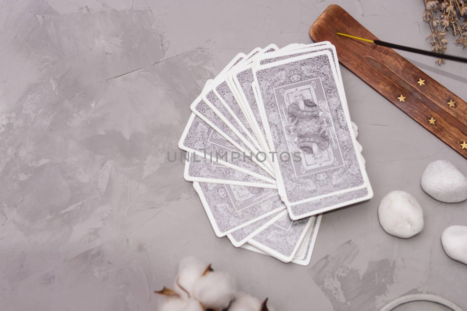 TVER, RUSSIA - FEBRUARY 18, 2024. Tarot cards, Tarot card divination, fortune telling. Occultism, esoteric education