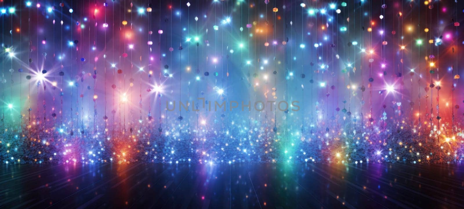 Abstract holiday background with flashing disco lights on the wall