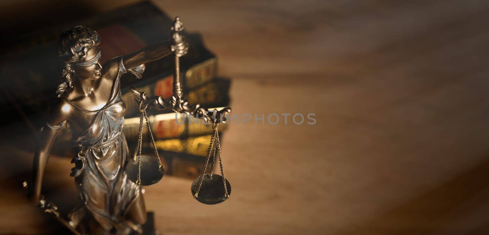 Lady Justice and law books. Law and justice concept