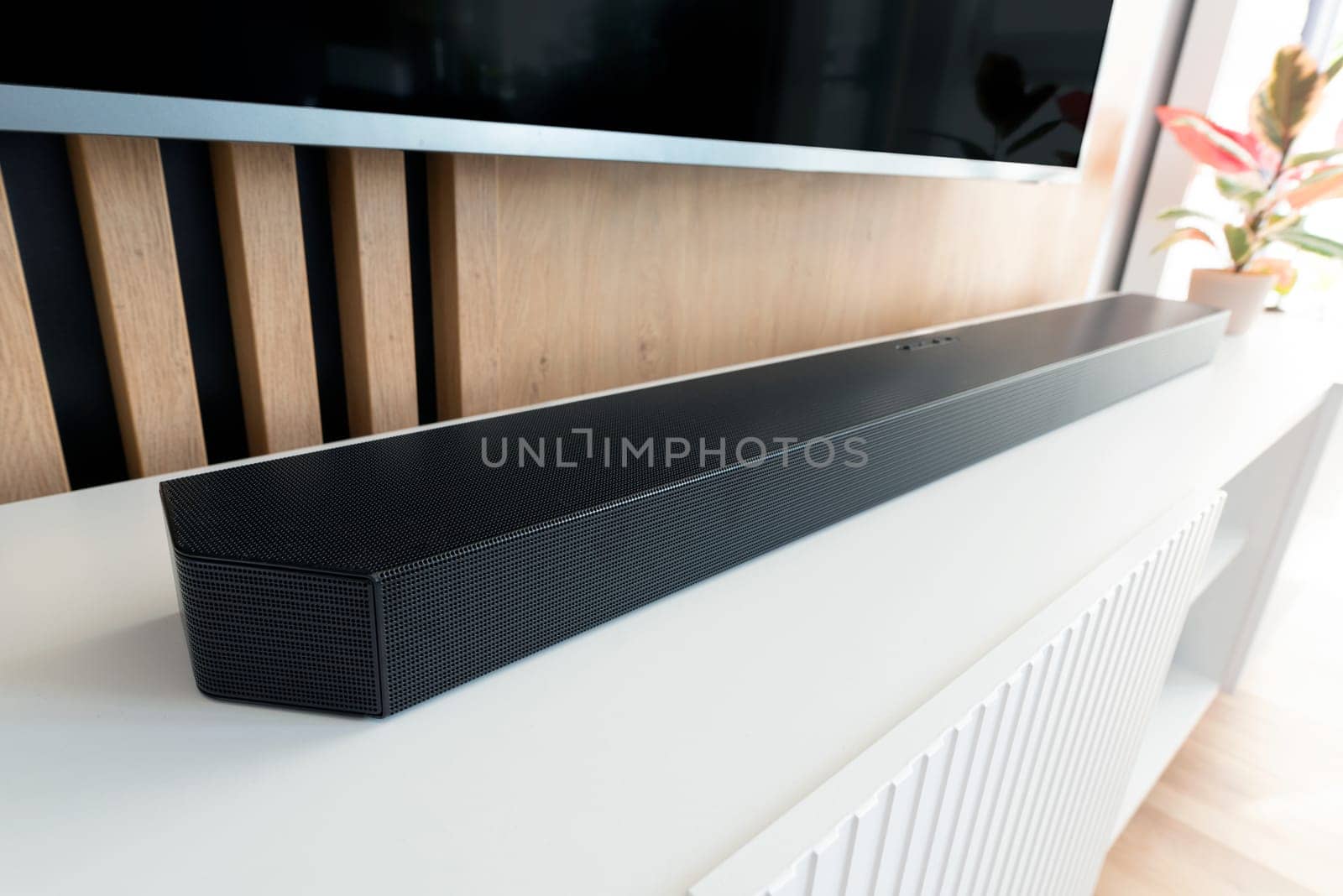 Soundbar device in modern living room by simpson33