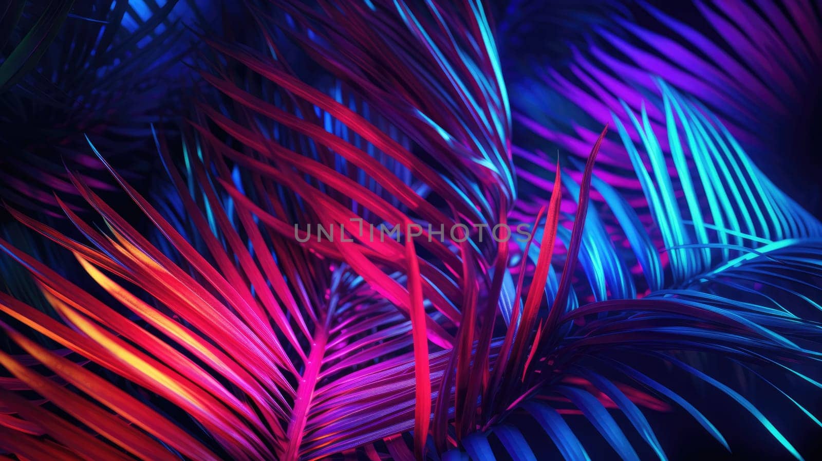 Light and shade on palm leaf background, blue purple toned by natali_brill