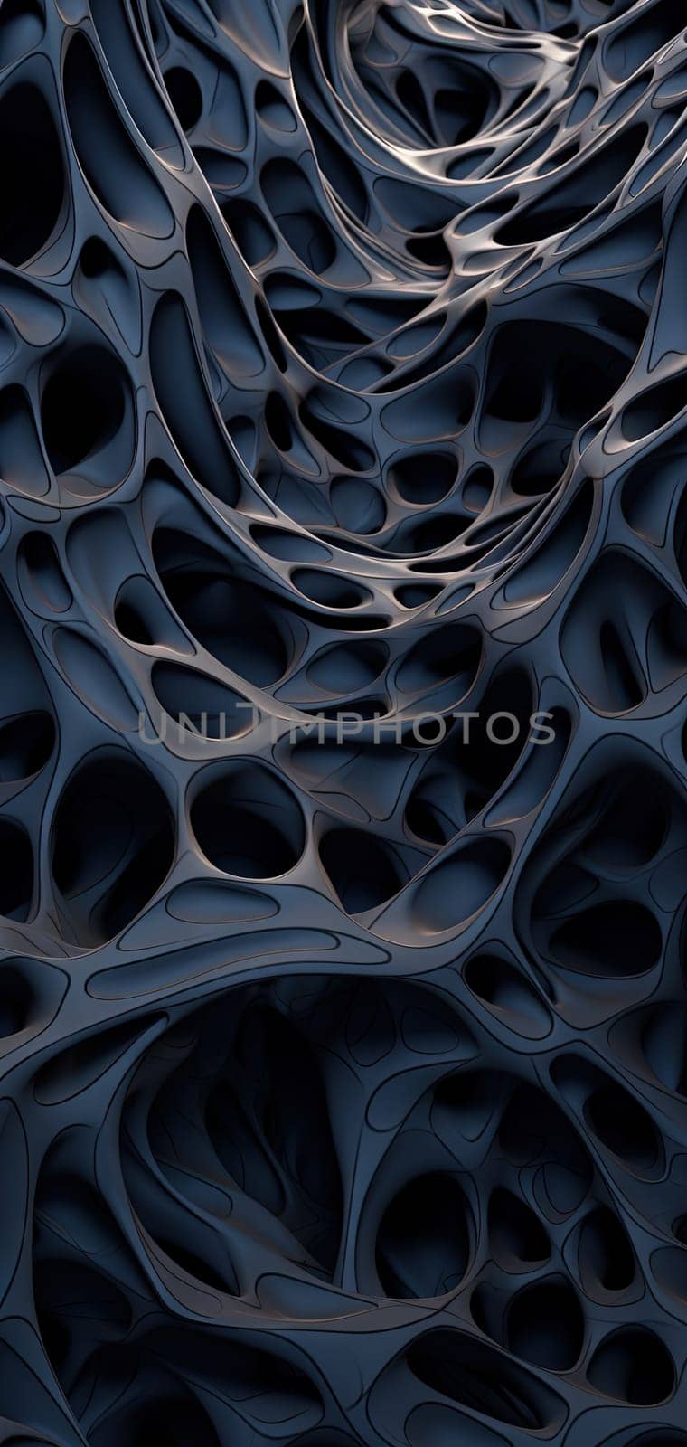 Scientific abstraction with futuristic textured tissue waves. Tech background with close-up wave bio texture. Generated AI. by SwillKch