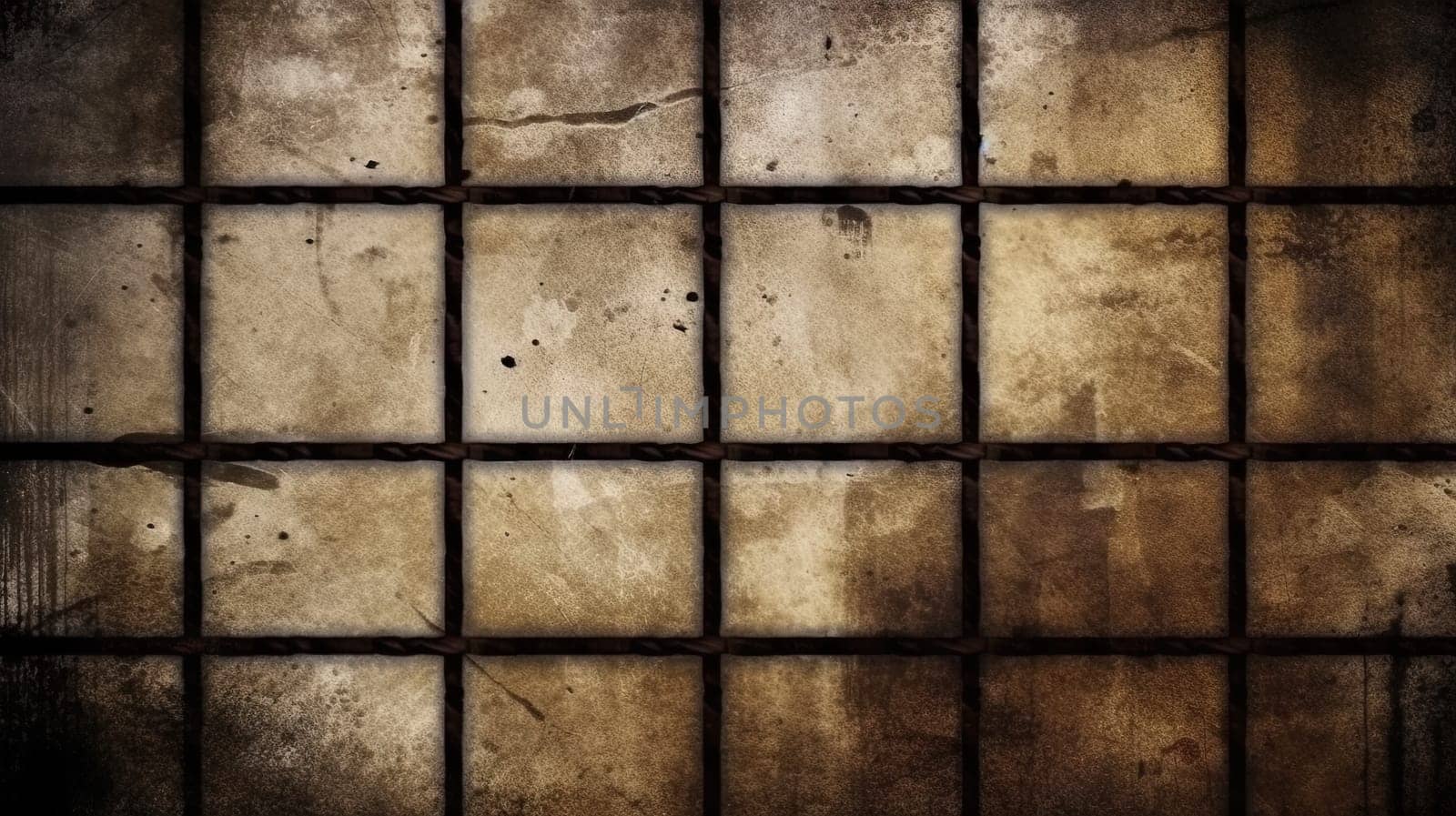 Abstract metallic grid background. Rusty industrial grid texture. Generated AI