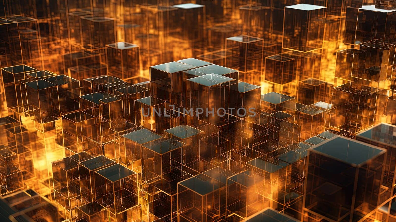 Abstract background with structure of cubes. Colorful cubes texture for technology backdrop. Generated AI