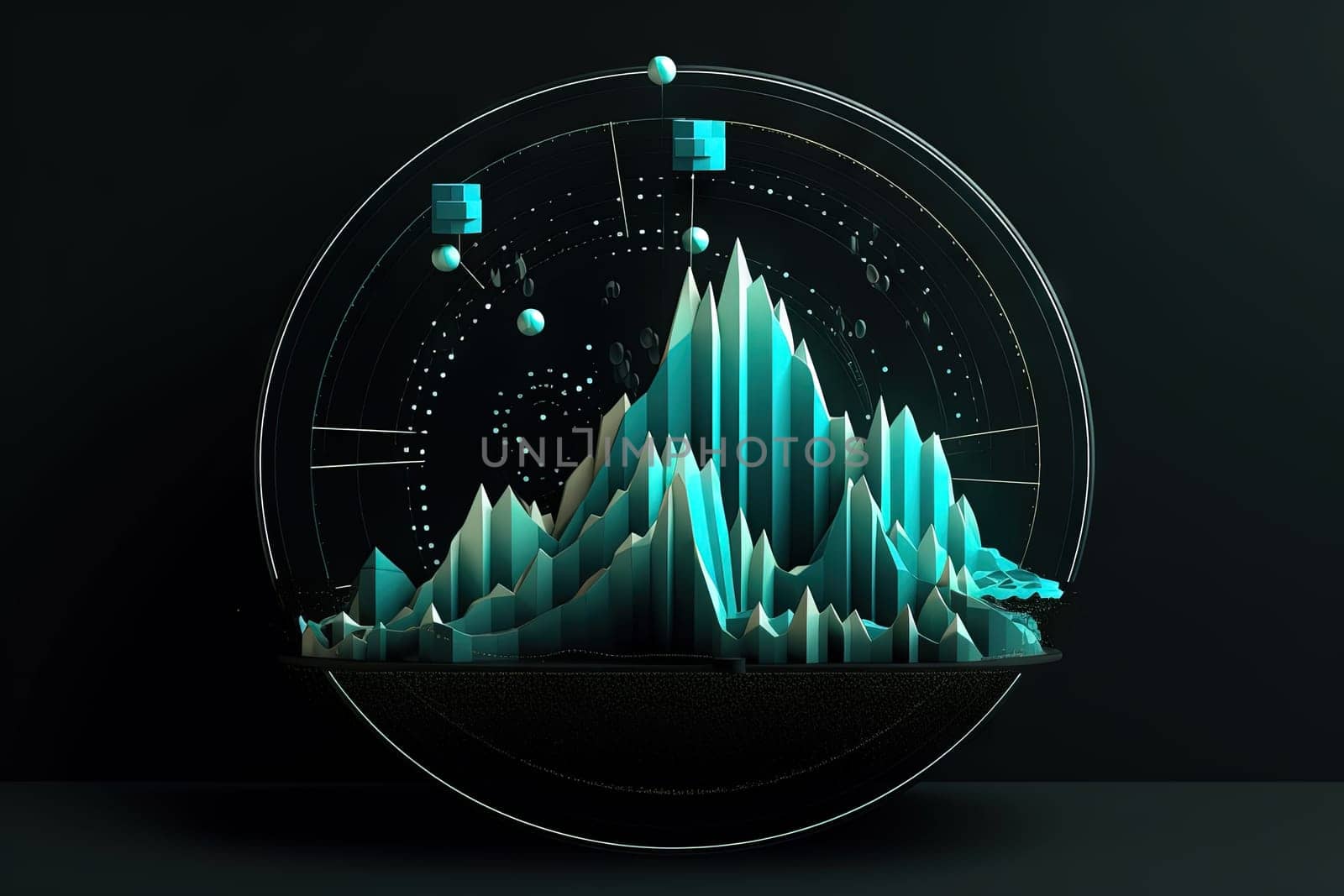 Abstract business graph in mountain style. Data bars concept element for business. Generated AI. by SwillKch