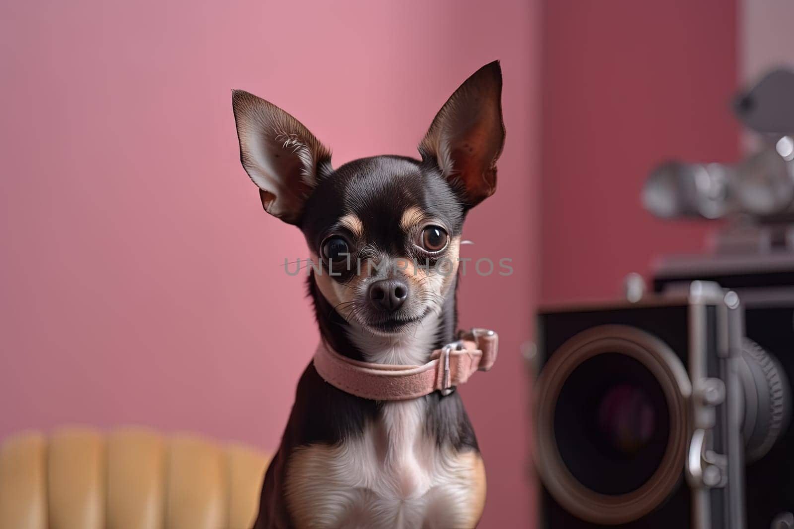 Tiny dog portrait. Cute fluffy puppy with big eyes. Generated AI. by SwillKch