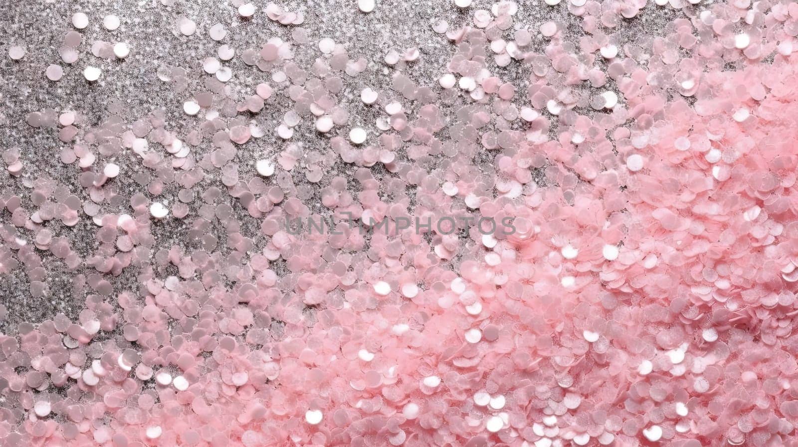 Abstract shiny background with pink glitter. Scattered confetti sparkles with light rose pastel color. Generated AI