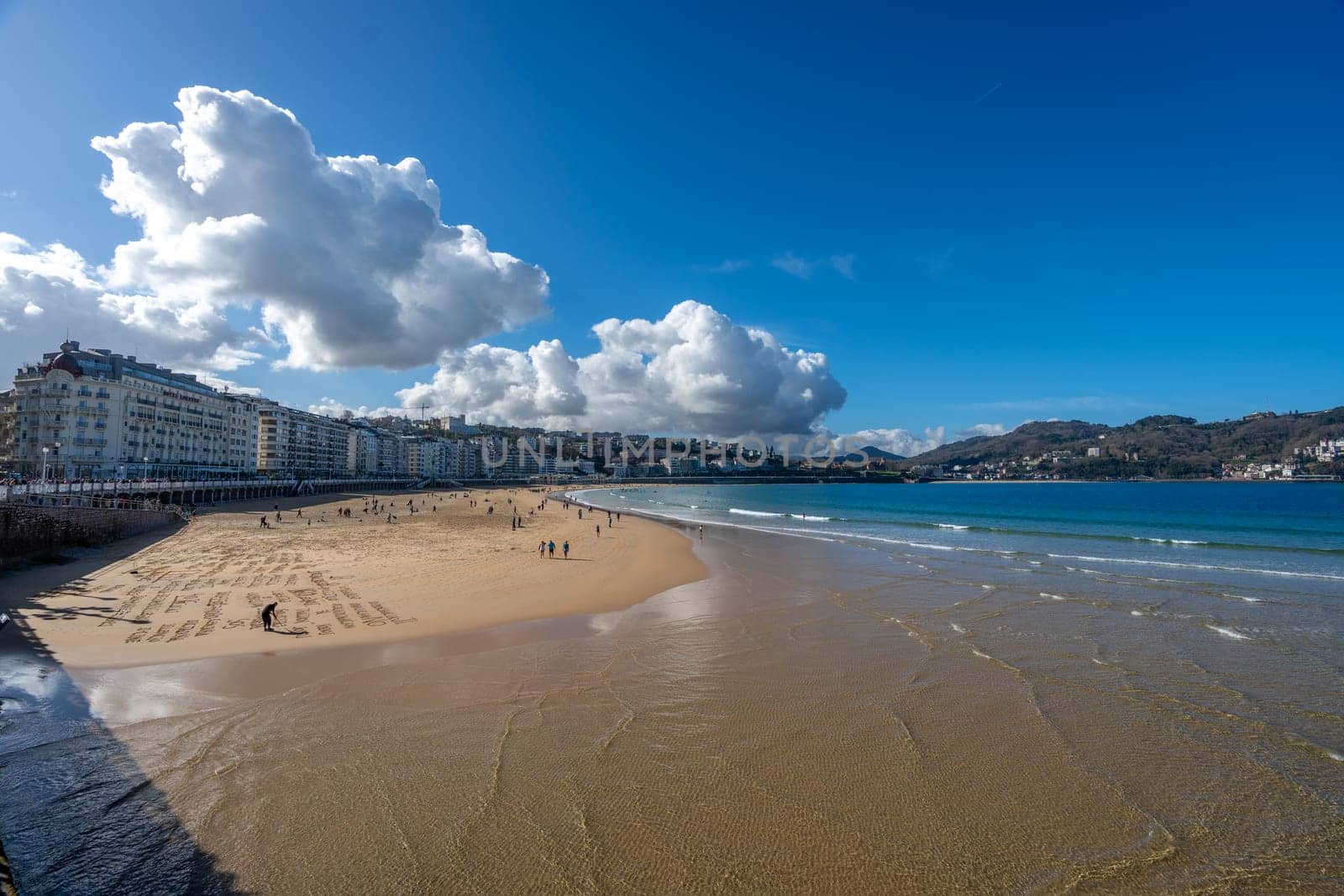 Playa de la Concha in San Sebastian on a sunny day, Basque Country