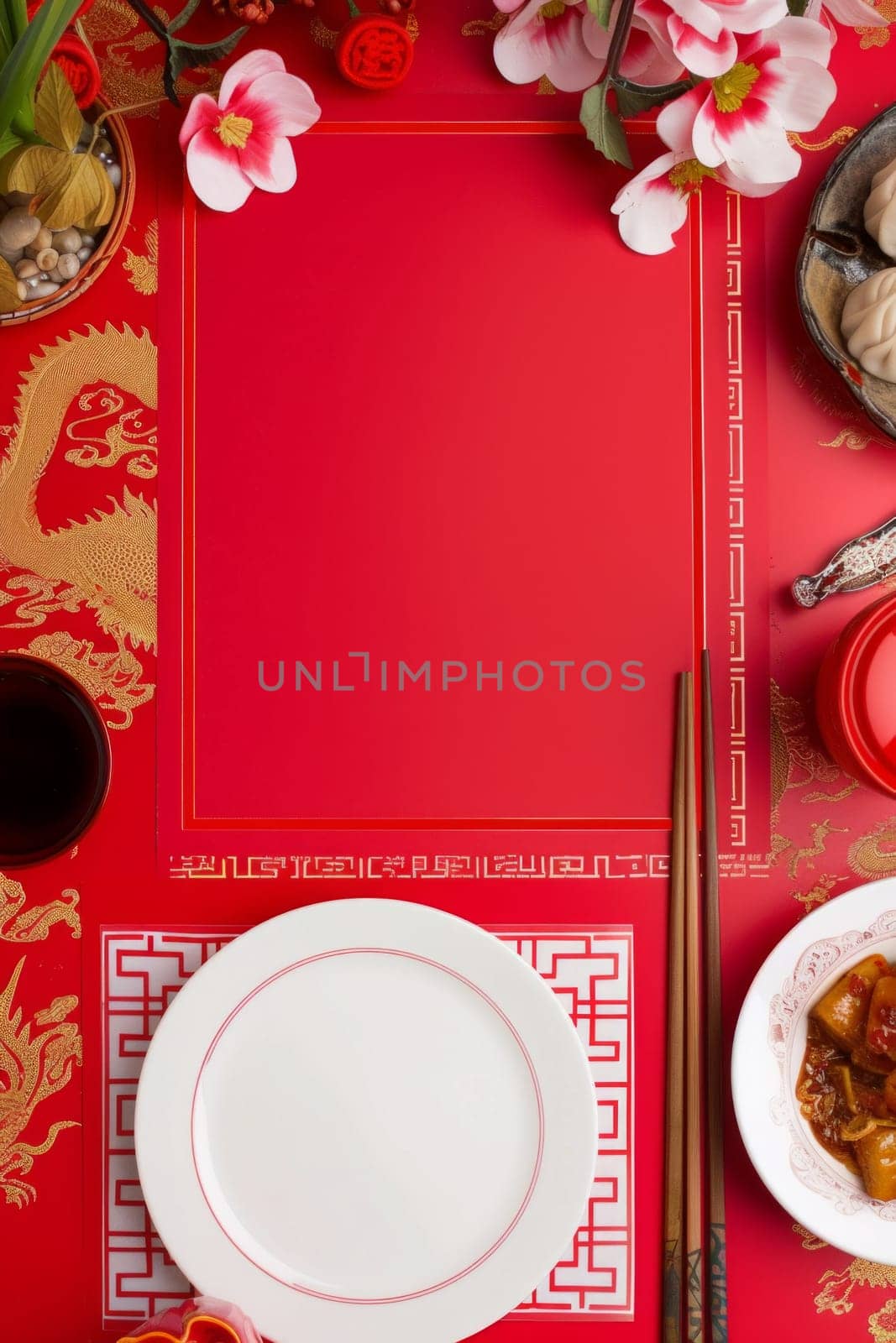 Top view of blank template for chinese restaurant with copy space by papatonic
