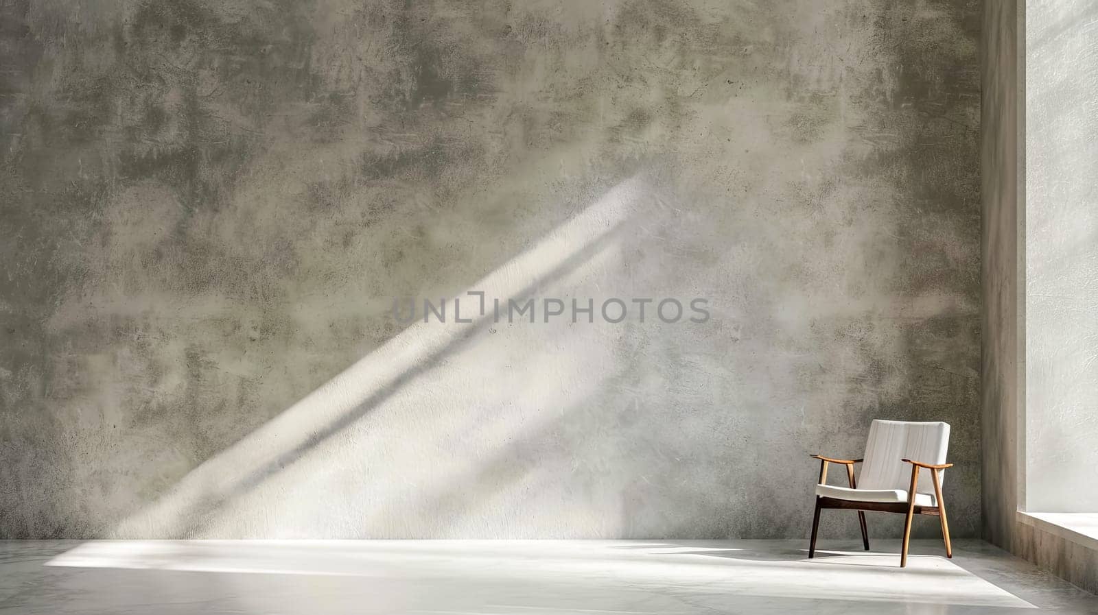 Minimalist Interior with Sunlight and Single Chair by Edophoto