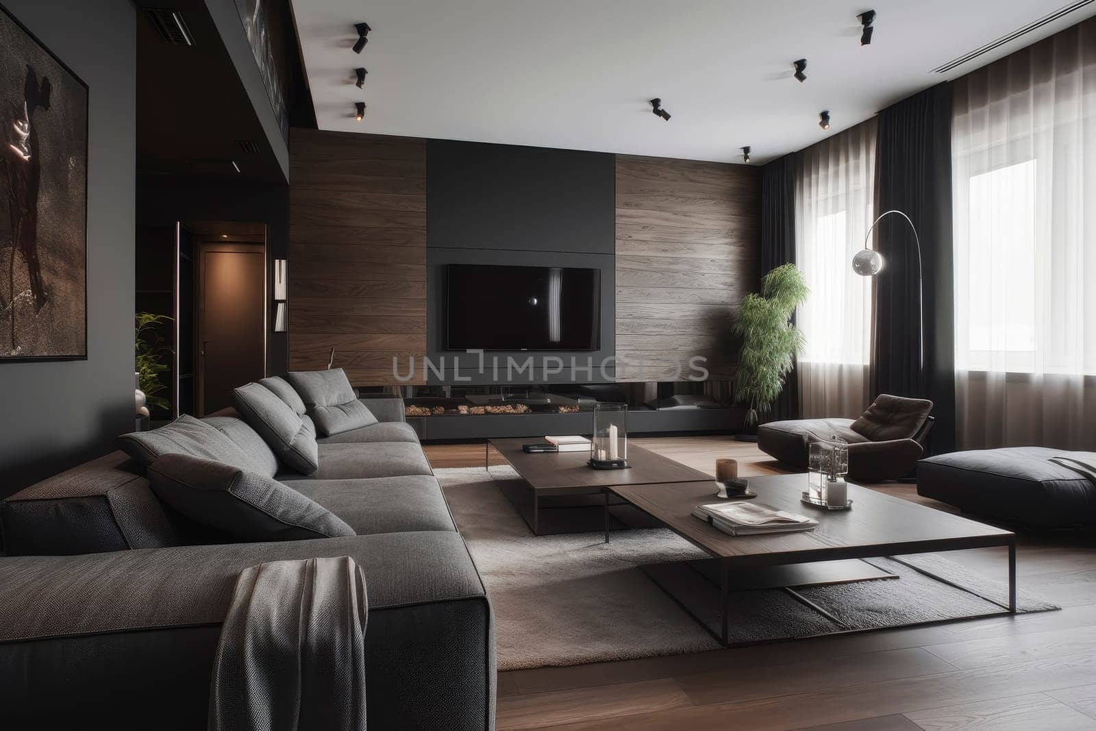Modern living room interior with contemporary furniture design. by andreyz