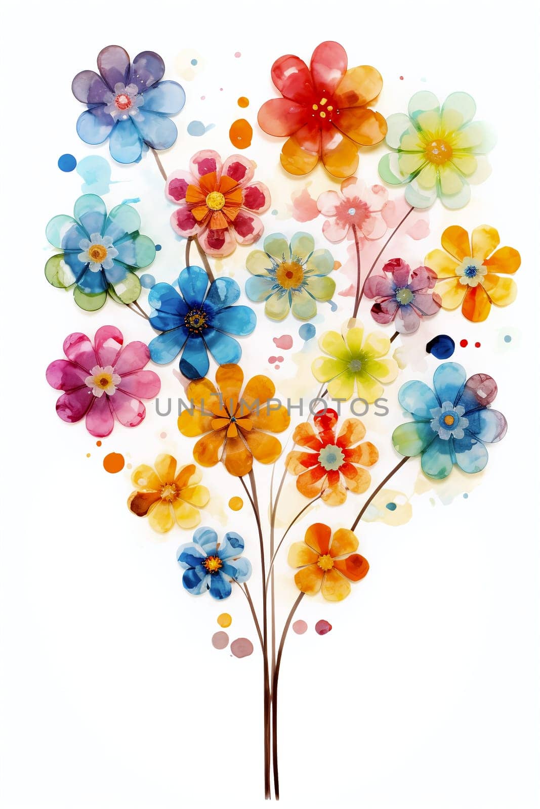 Colorful Watercolor Flowers in Artistic Bloom by chrisroll