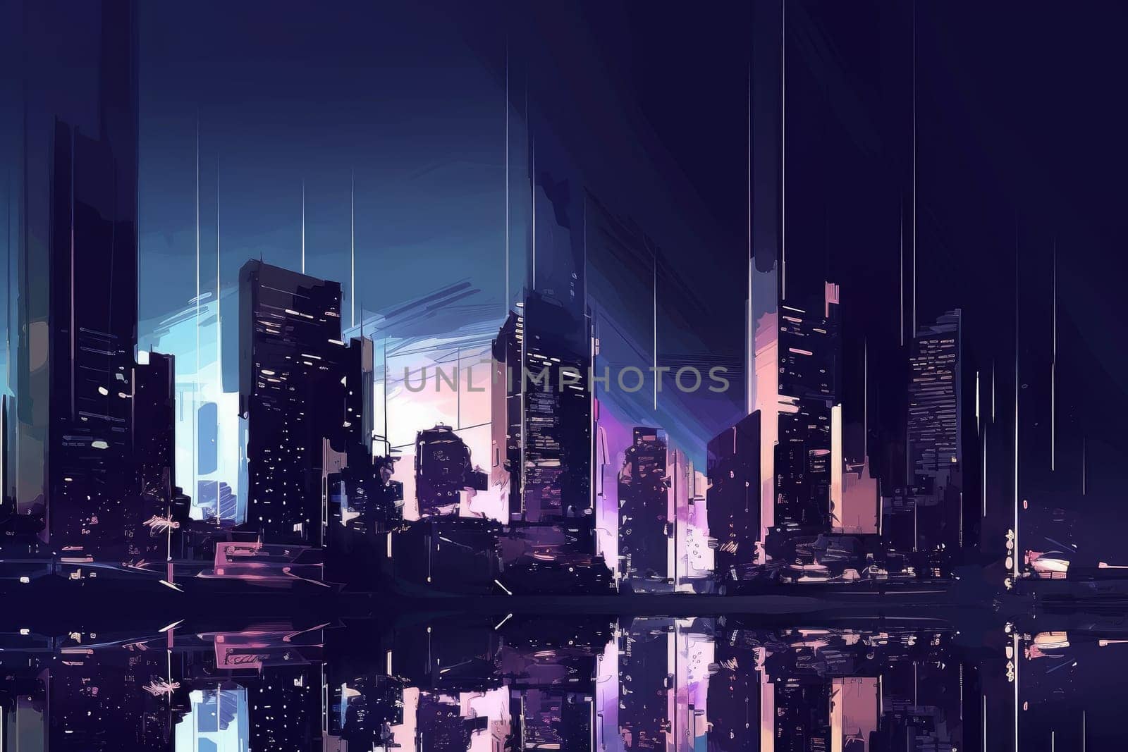 Big city in night view. Generate Ai by ylivdesign