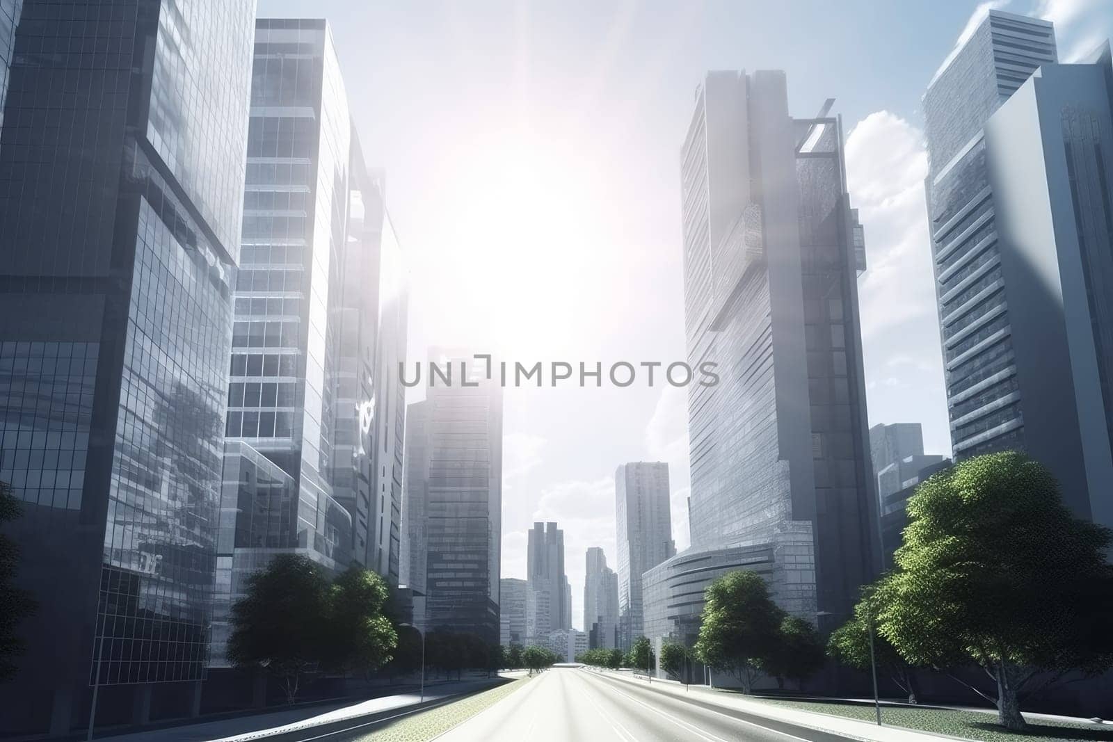 Realistic city daylight view. Generate Ai by ylivdesign