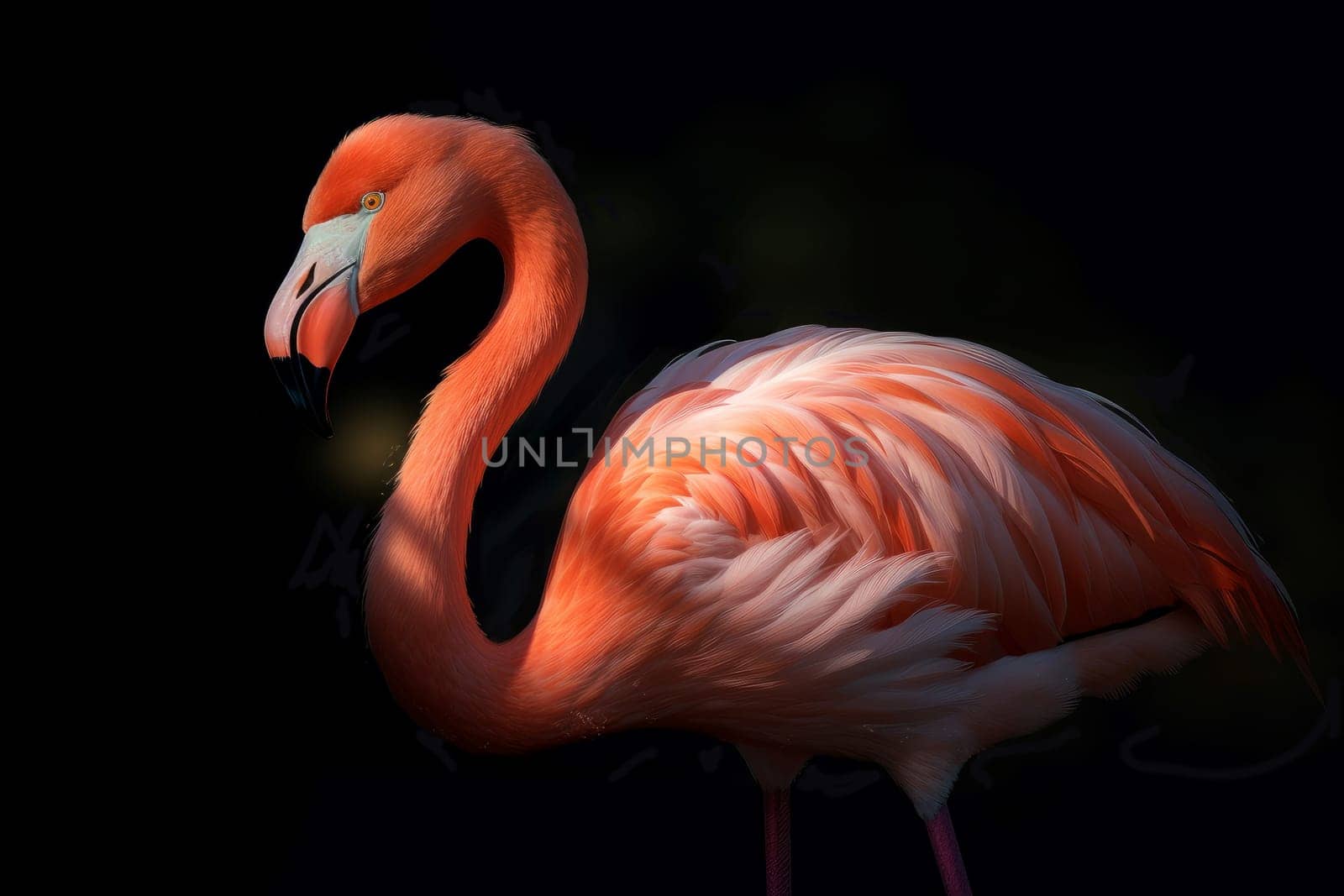 Flamingo in sunny light. Nature animal. Generate Ai