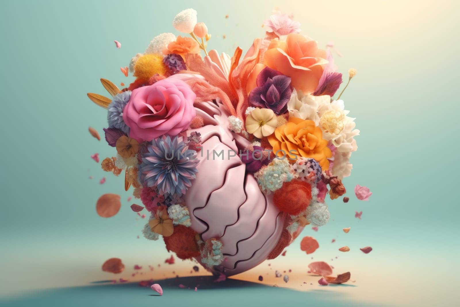 Floral heart 3d. Generate Ai by ylivdesign