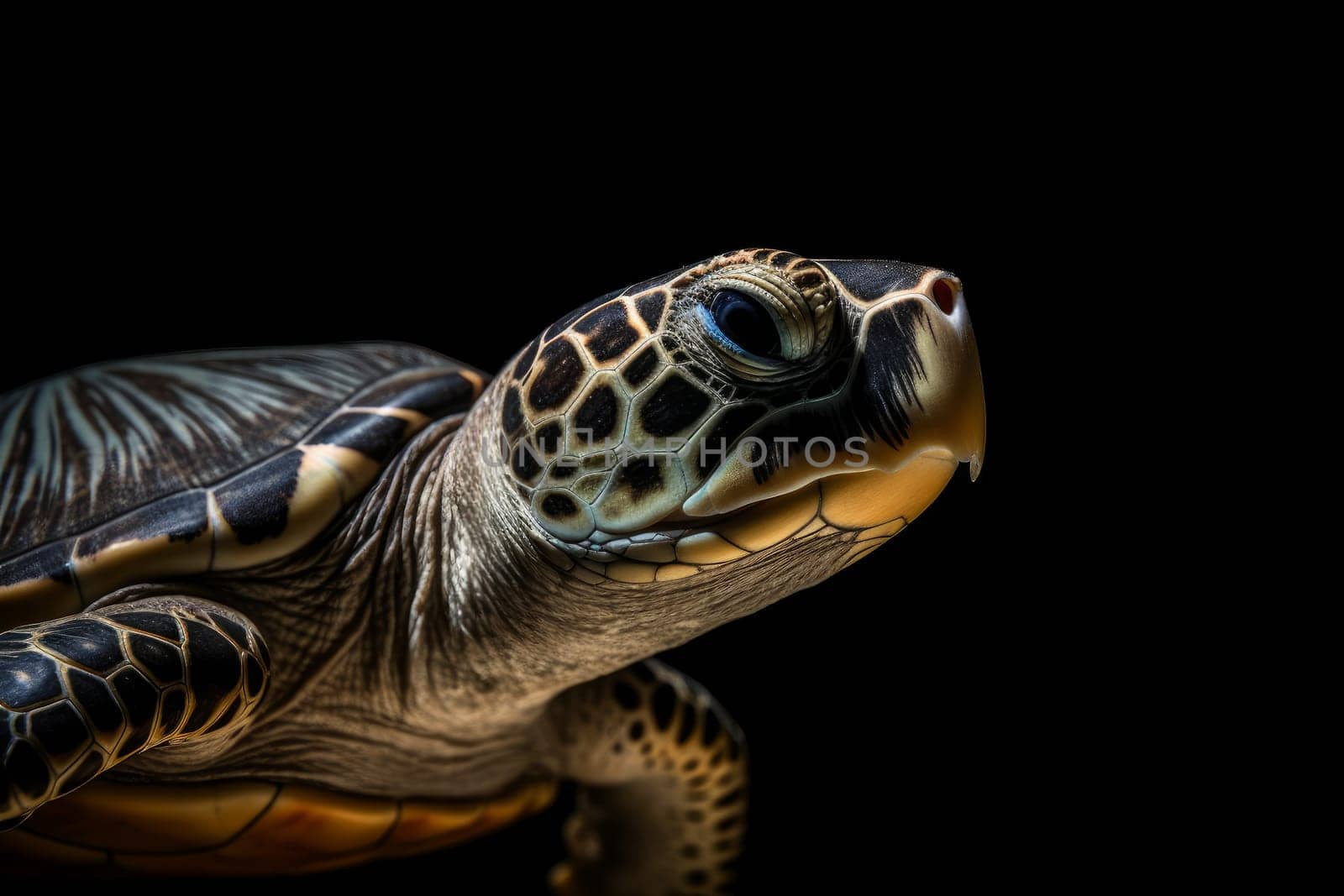 Head of cute turtle. Water ocean. Generate Ai