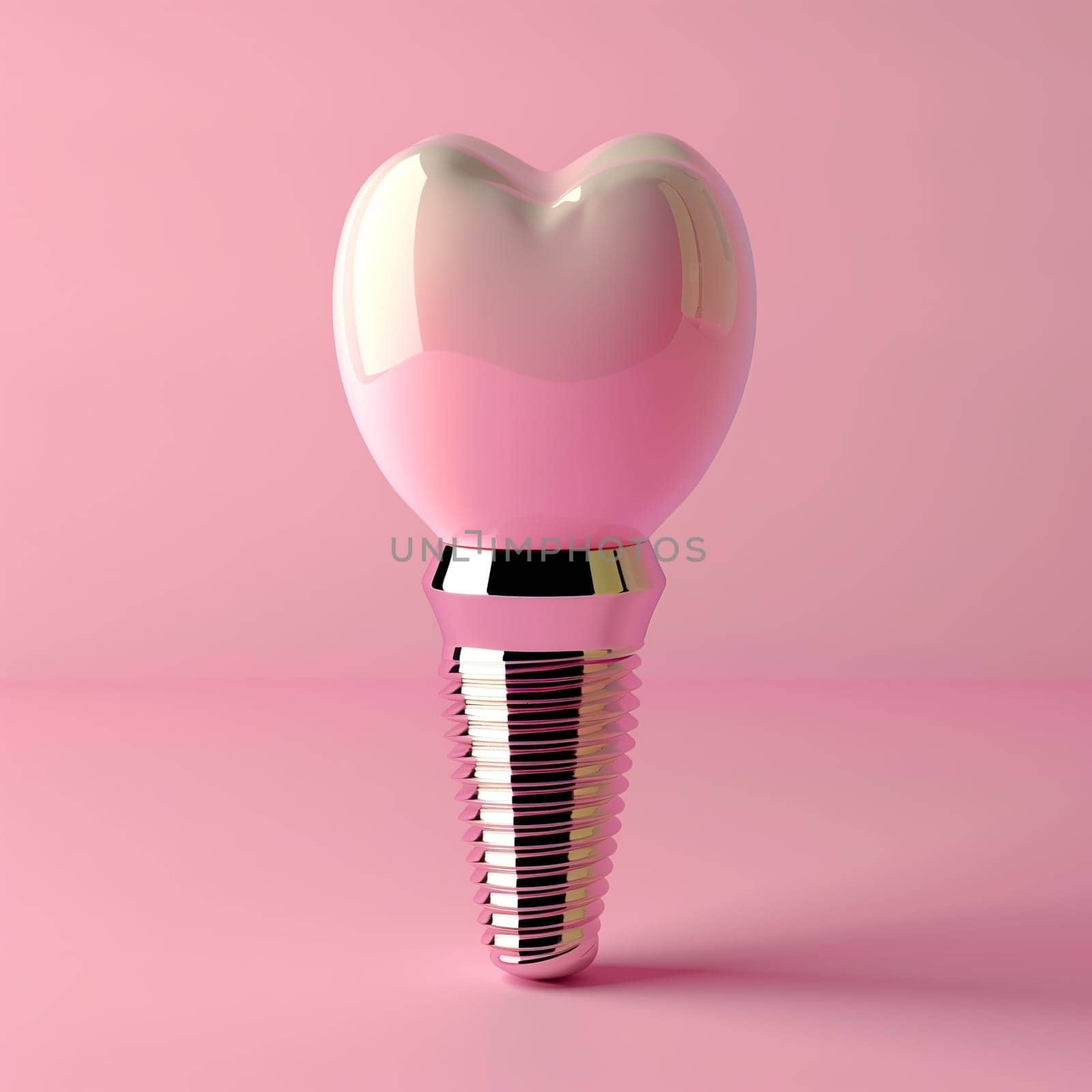 Luxury dental implant isolated on blue background. 3D rendering by sarymsakov