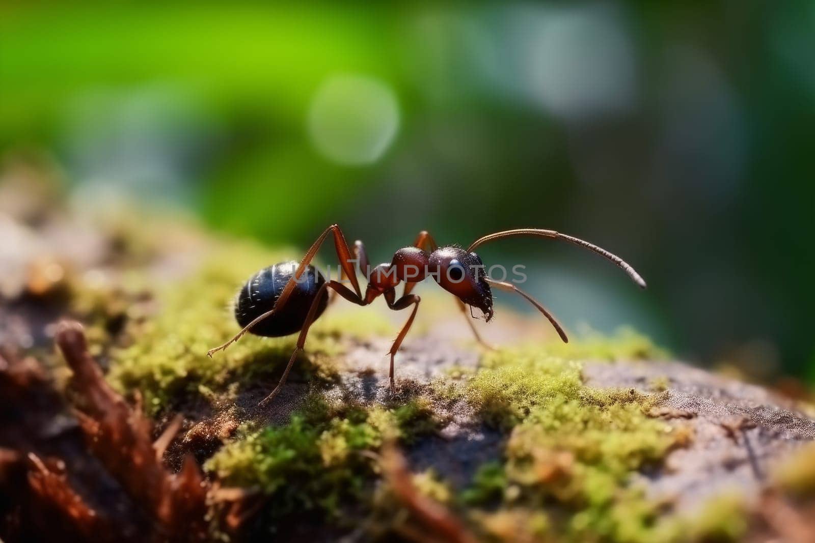 Wild ant search food. Nature insect. Generate Ai