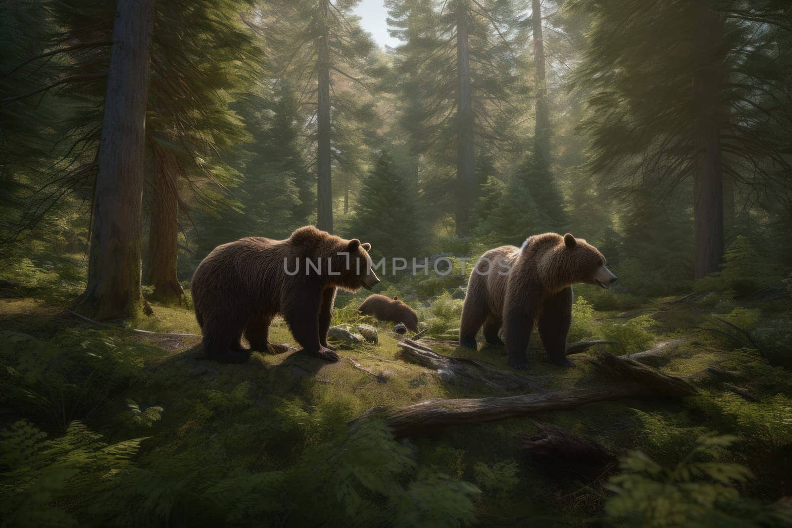 Grizzly bear in forest. Generate Ai by ylivdesign