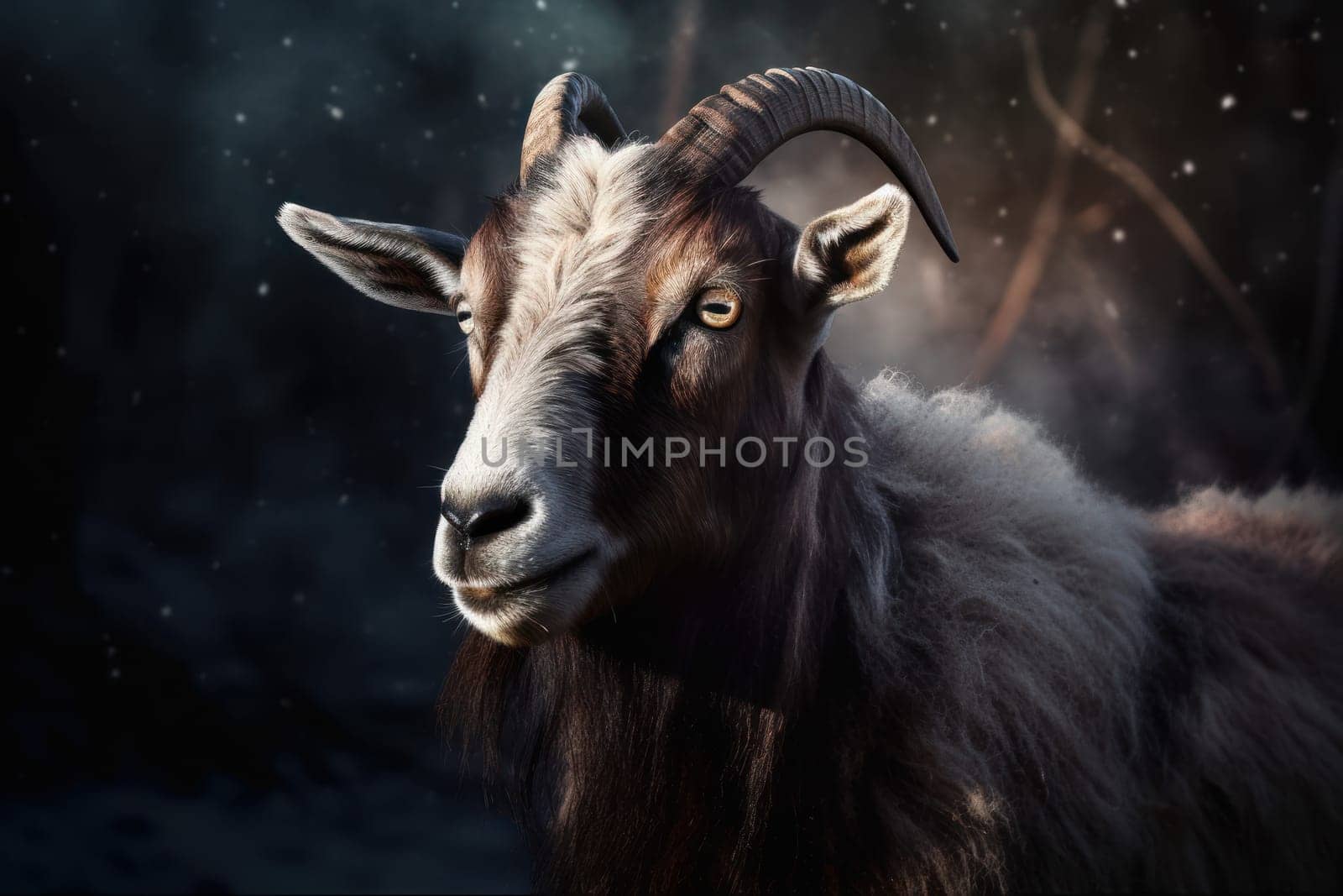 Male goat. Nature horn animal. Generate Ai