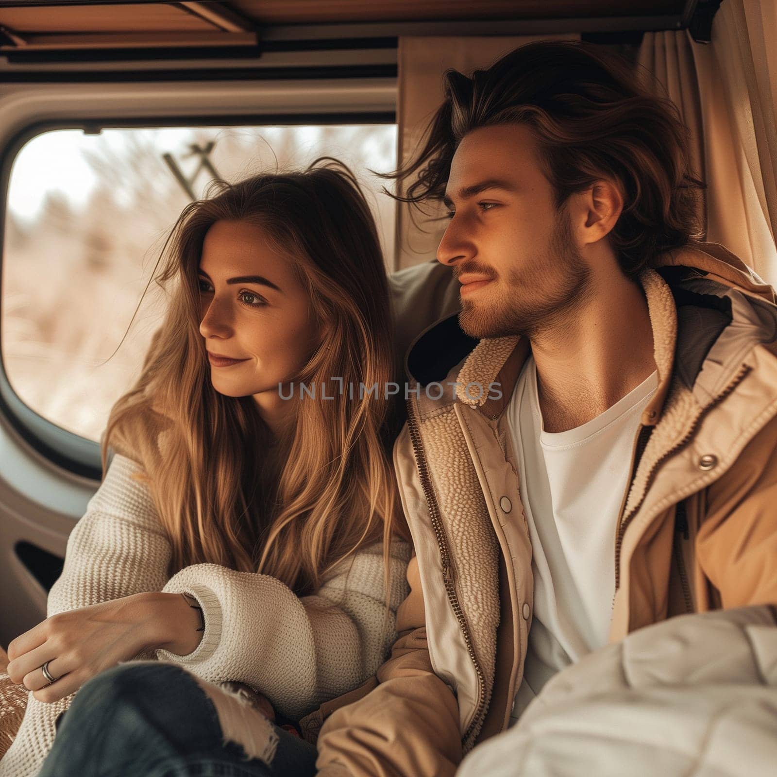A young couple traveling. High quality illustration