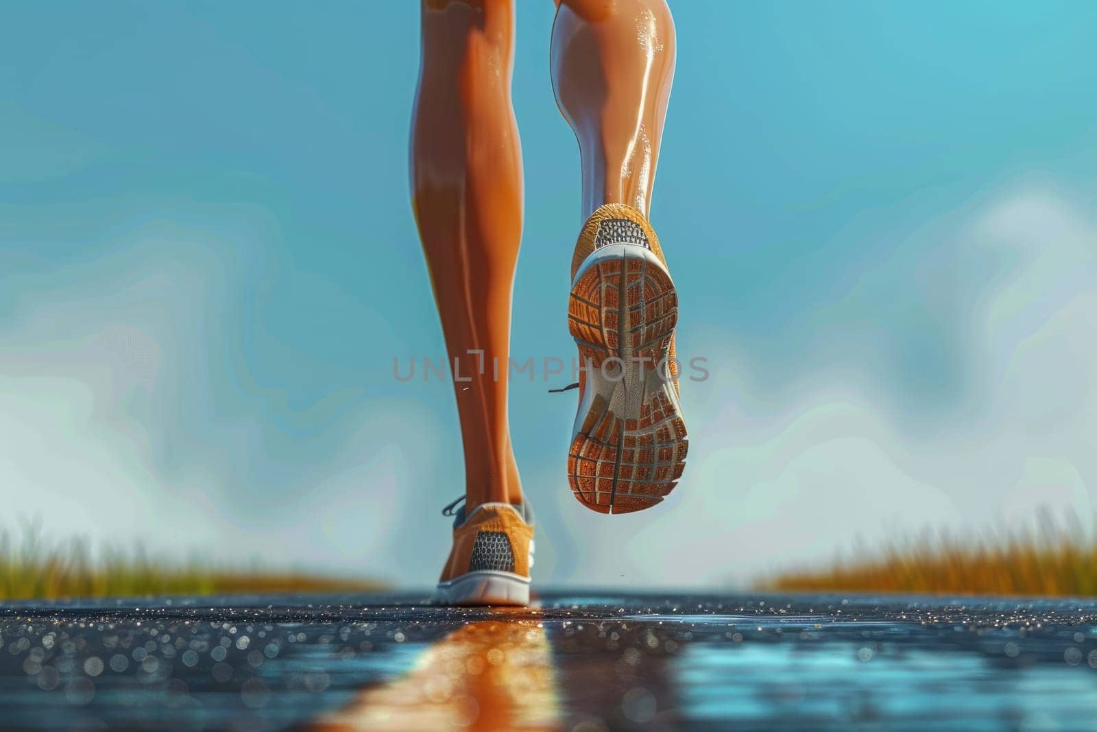 Cartoon character running legs, Jogging athletes, Legs of happy running, 3d render illustration.