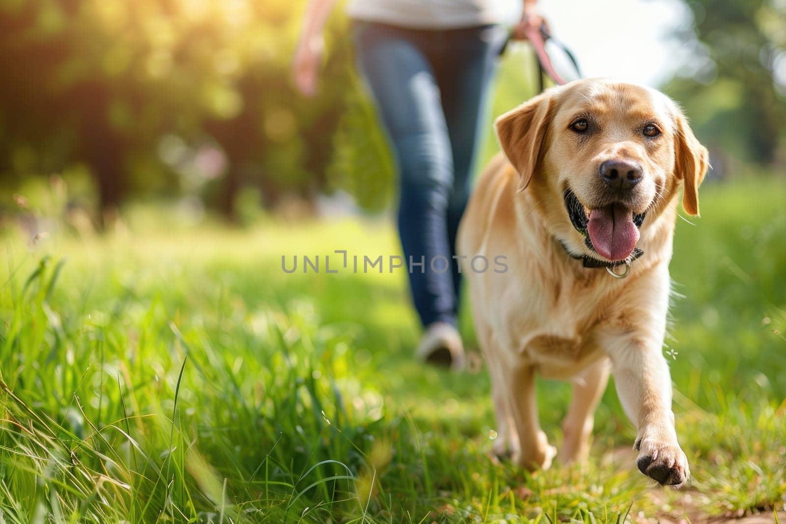 Professional dog walker, Walking dogs on a leash through the park, Canine Companions.