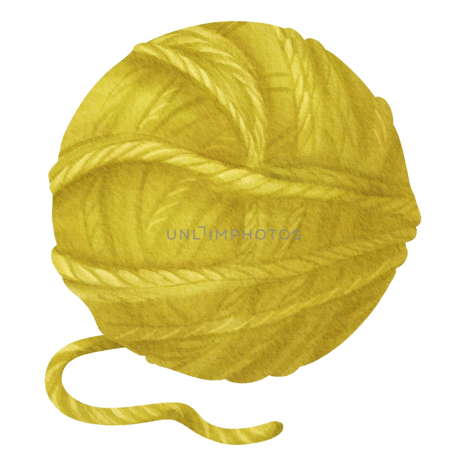 An isolated watercolor depiction of a green yarn spool. Comprised of wool and cotton strands. Ideal for hobbyists, sewing boutiques, fabric producers, DIY-themed projects, and educational by Art_Mari_Ka