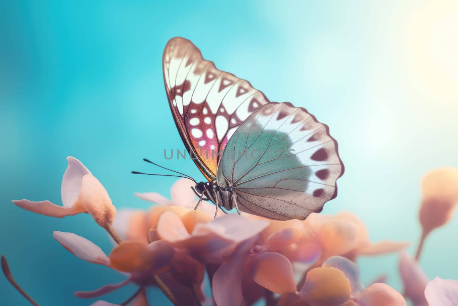 Beautiful butterfly on flower. Generate Ai by ylivdesign