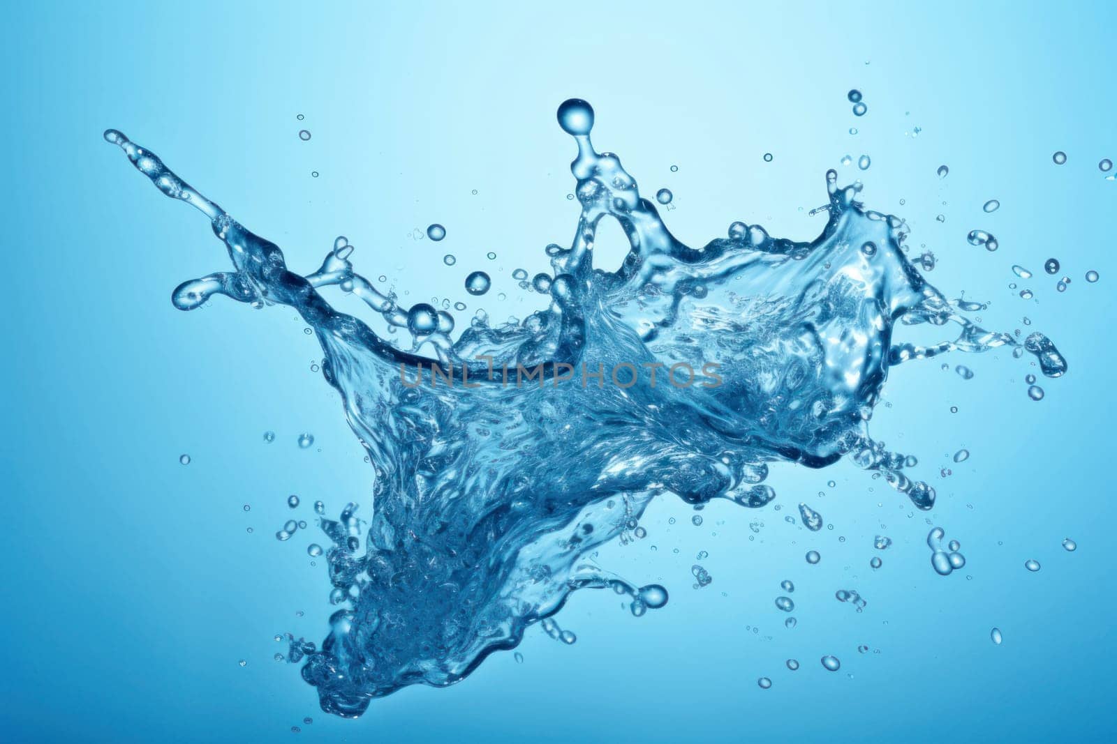Blue water splash on light. Generate Ai by ylivdesign