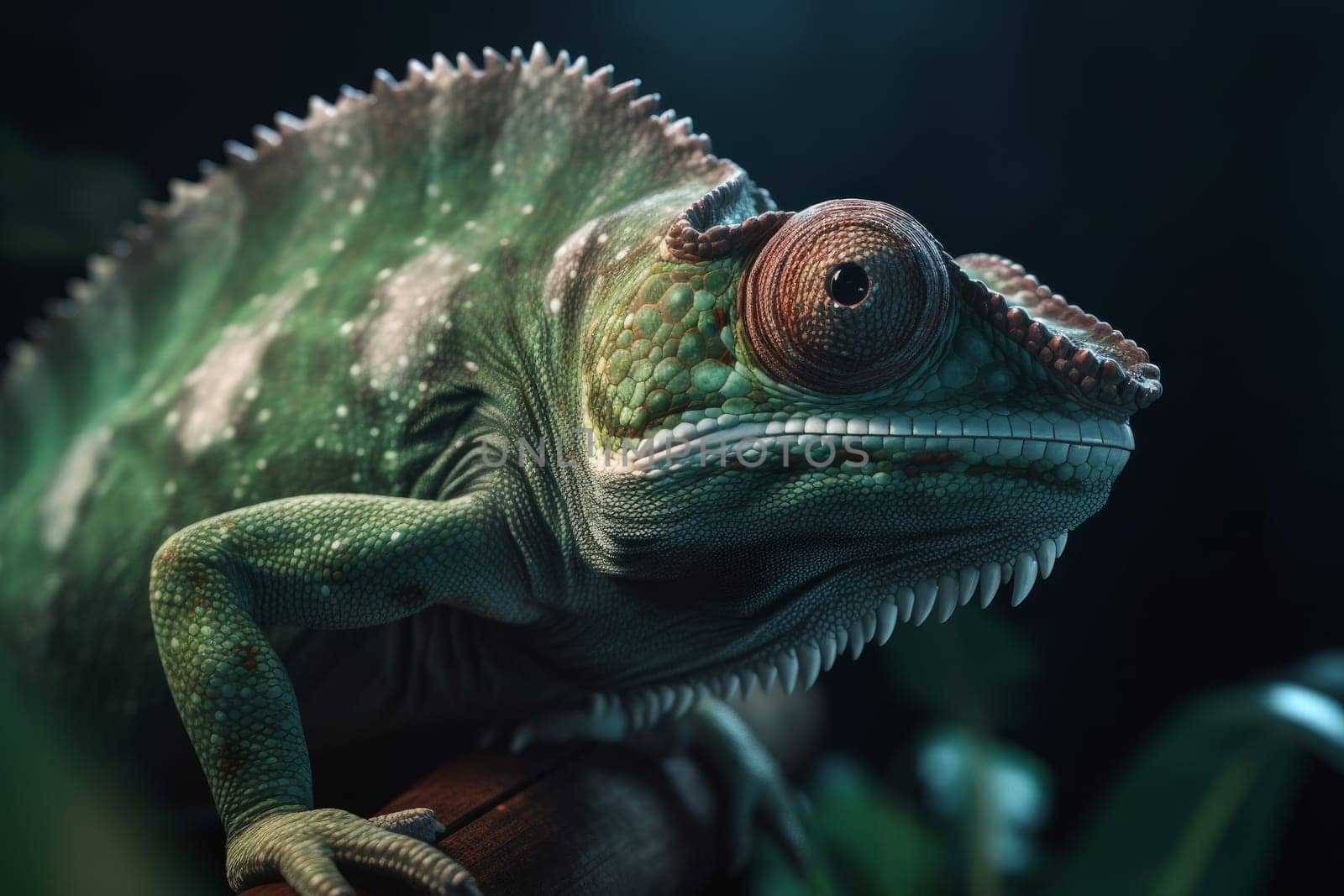 Cute chameleon lizard. Generate Ai by ylivdesign
