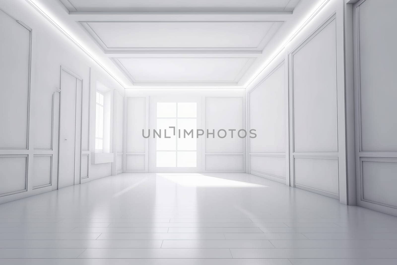 White abstract room. Board modern room. Generate Ai