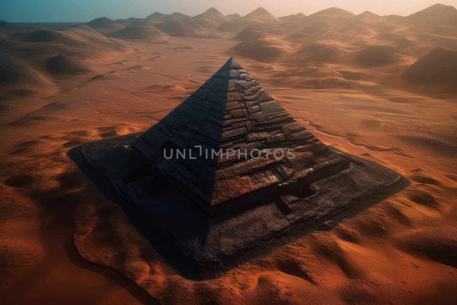 Alien mars pyramid. Structure building. Generate Ai