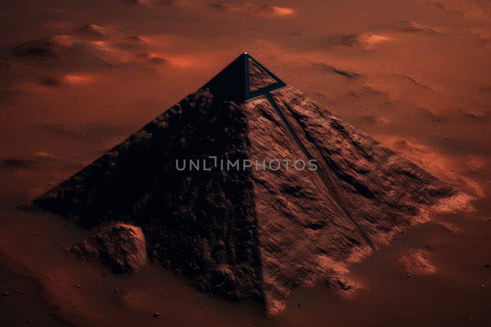 Stone big pyramid. Energy structure. Generate Ai