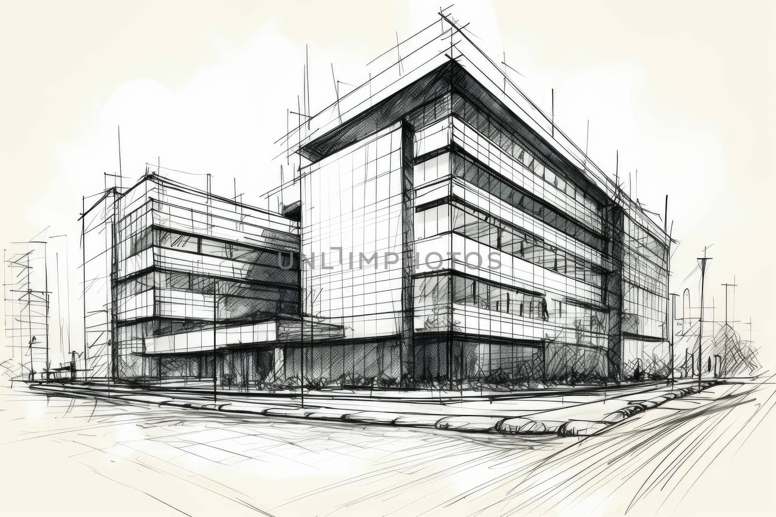 Architect building sketch. Modern project. Generate Ai