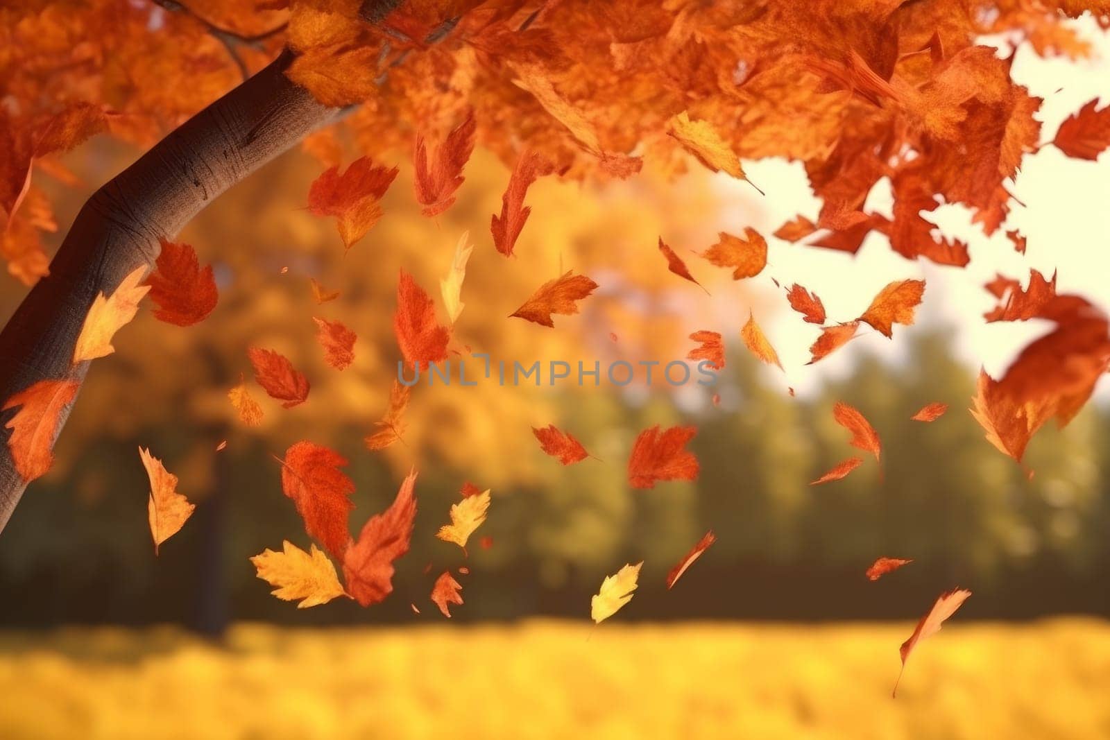 Autumn leaves fall. Generate Ai by ylivdesign