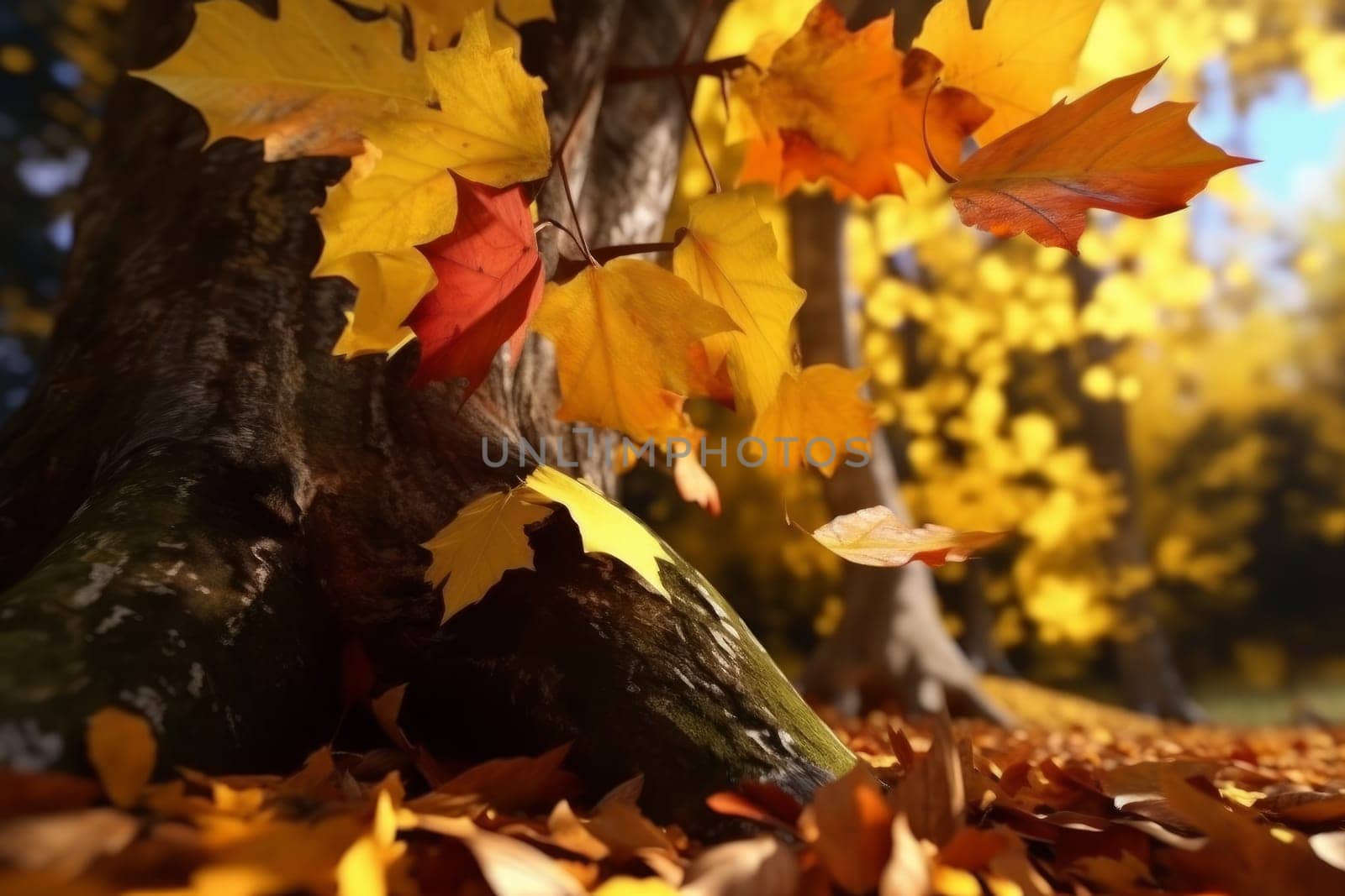 Autumn maple leaf. Color foliage. Generate Ai