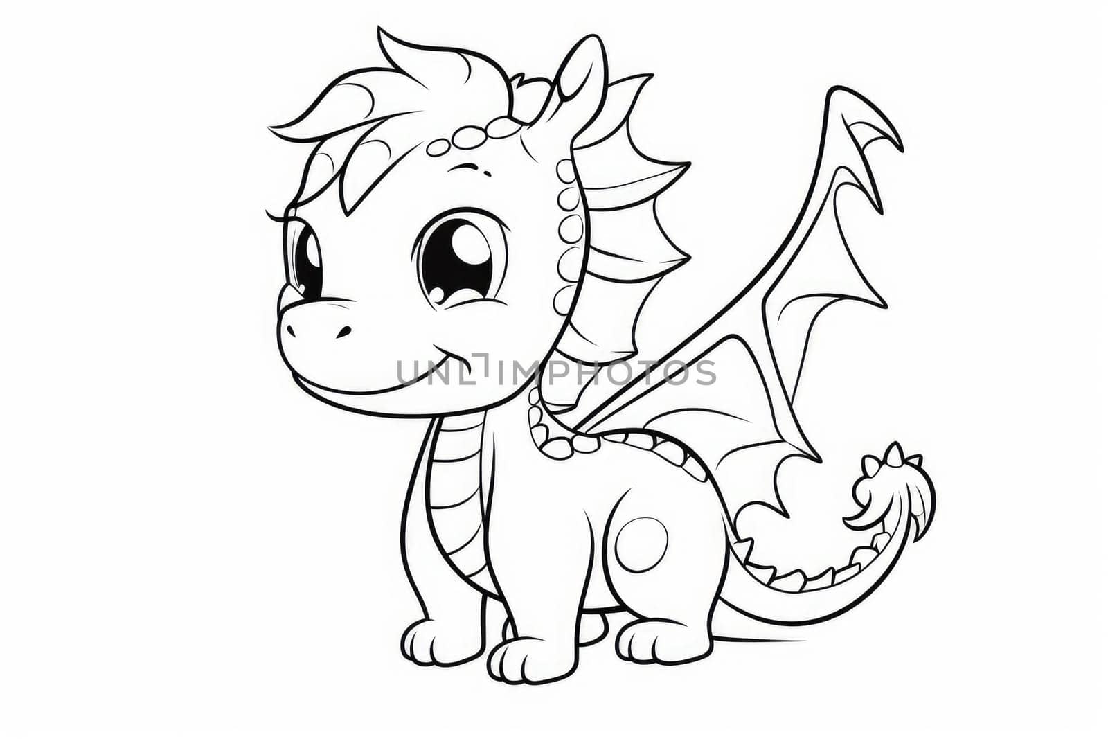 Baby dragon coloring page. Magical animal. Generate Ai