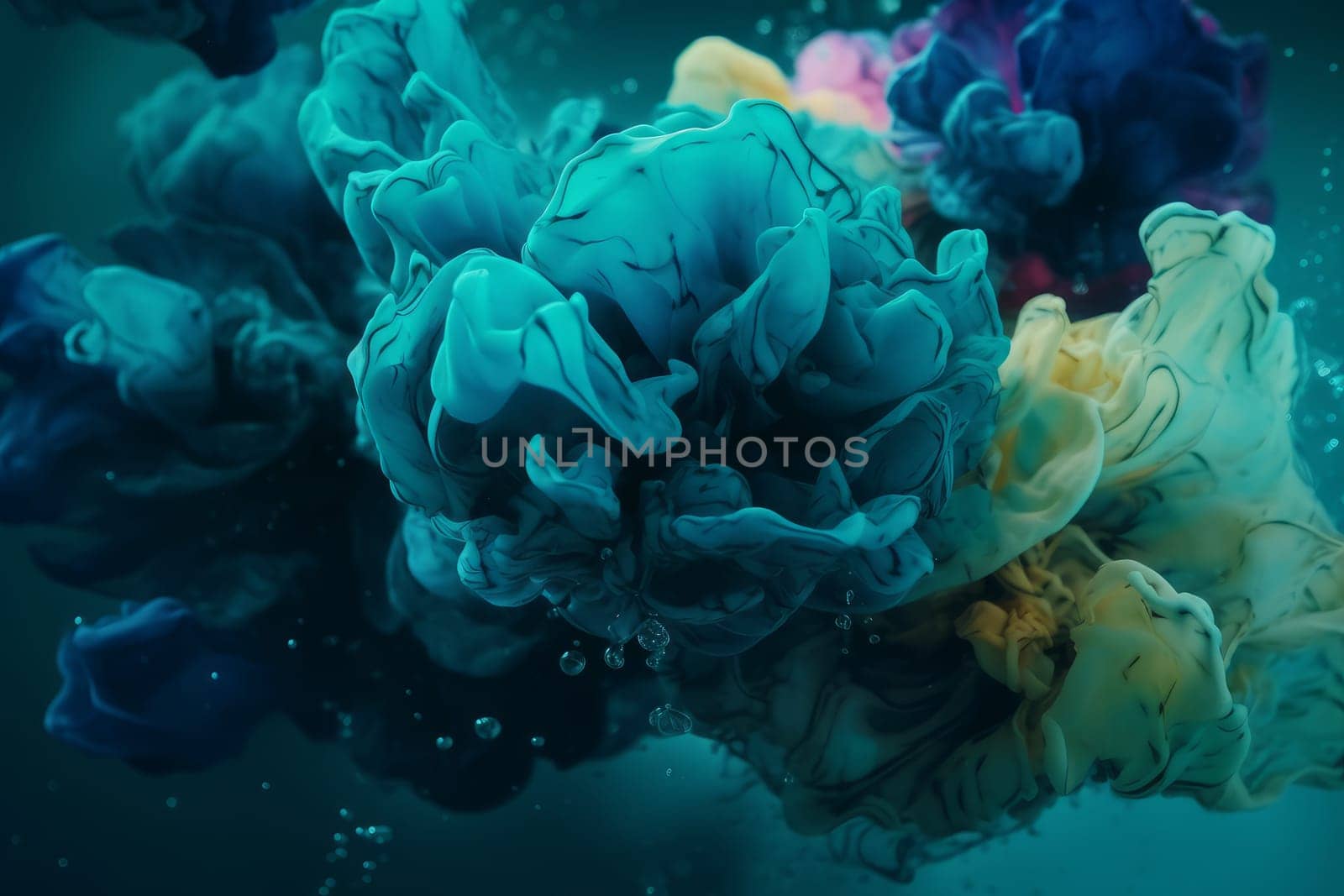 Abstract colorful ink flowers. Generate Ai by ylivdesign